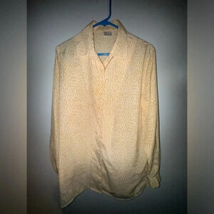 Blythe women's yellow white‎ long sleeve vintage office shirt medium large